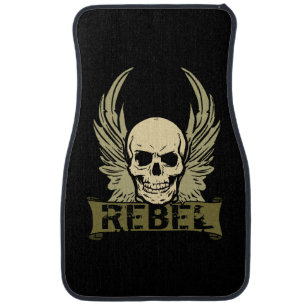 Rebel Skull With Wings Auto Front Floor Mats