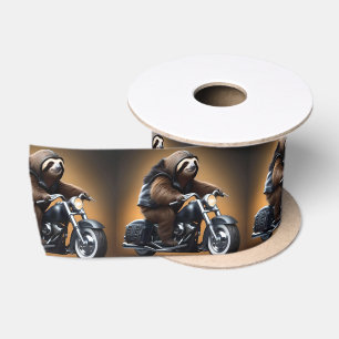 Rebel Sloth: A Leather-Clad Sloth Riding Motorbike Satin Ribbon