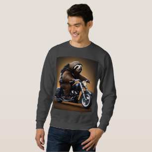 Rebel Sloth: A Leather-Clad Sloth Riding Motorbike Sweatshirt