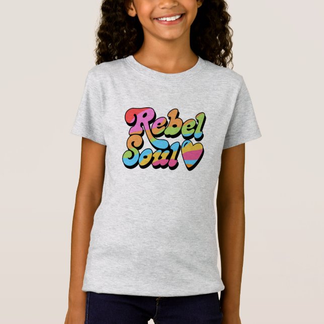 Rebel Soul Rainbow Colors Graphic T-Shirt (Front)