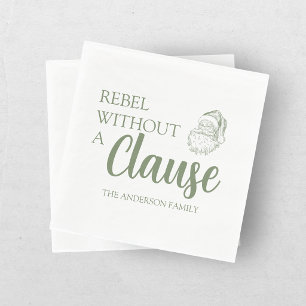 Rebel Without A Clause Christmas Santa Green Napkins