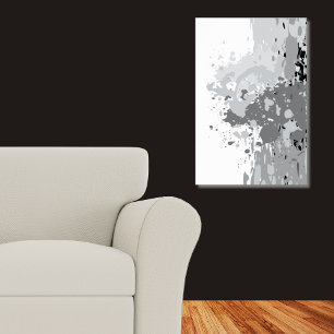 Rebelious Abstract Gray, White, Black Splatter Art Poster