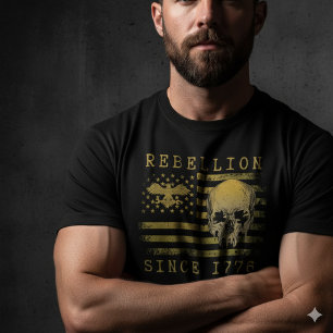 Rebellion 1776 American Flag Skull T-Shirt Tri-Blend Shirt