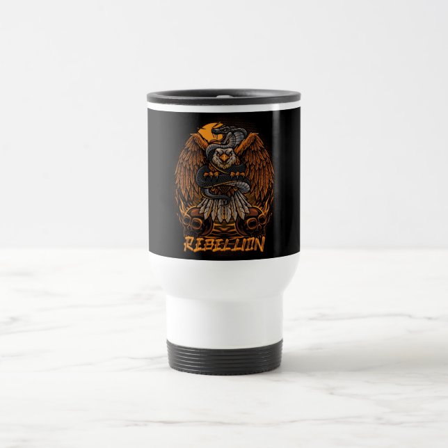 Rebellion Bald Eagle and Skulls  Travel Mug (Center)
