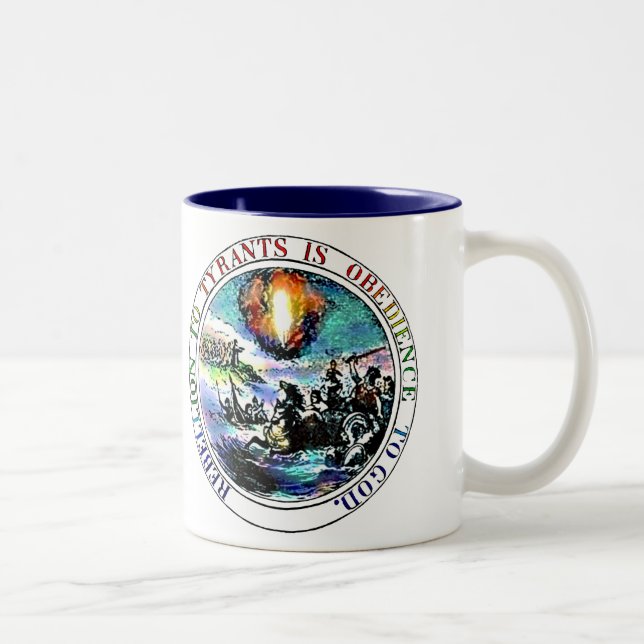 Rebellion to Tyrants is Obedience to God Two-Tone Coffee Mug (Right)