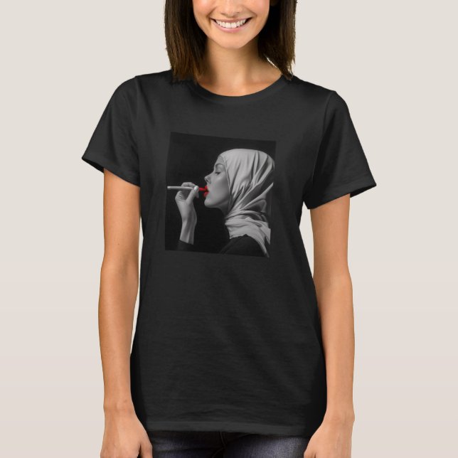 rebellious nun with lipstick, rebellious nun T-Shirt (Front)