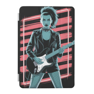 Rebellious Rock Star: Female Guitarist in Leather  iPad Mini Cover