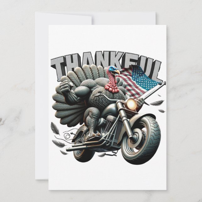 Rebellious Thanksgiving Turkey Riding a Motorcycle Invitation (Front)