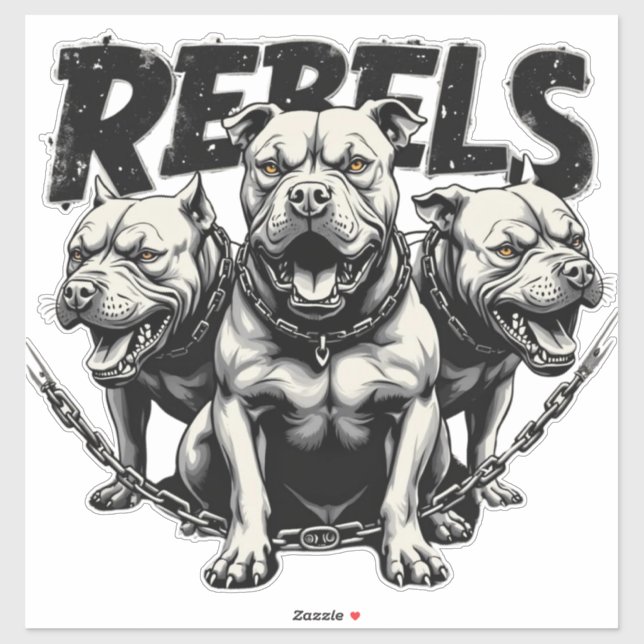 Rebel's - 3 Pitbulls Custom-Cut Vinyl Sticker (Sheet)