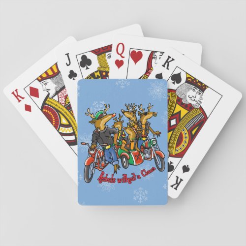 Rebels without a Claus Reindeer Blue Holiday Poker Cards