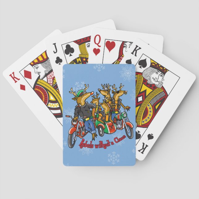 Rebels without a Claus Reindeer Blue Holiday Poker Cards (Back)