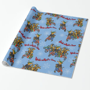 Rebels without a Claus Reindeer Blue Holiday Wrapping Paper