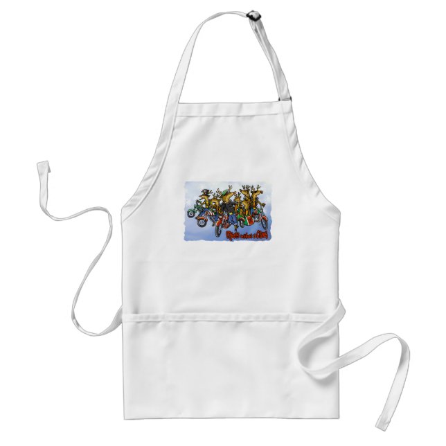 Rebels without a Claus Reindeer Holiday Cartoon Adult Apron (Front)