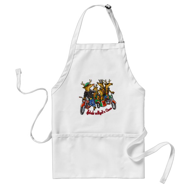 Rebels without a Claus Reindeer Holiday Cartoon Adult Apron (Front)