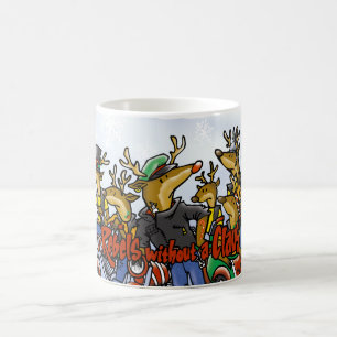 Rebels without a Claus Reindeer Holiday Cartoon Coffee Mug