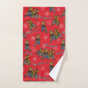 Rebels without a Claus Reindeer Holiday Cartoon Hand Towel