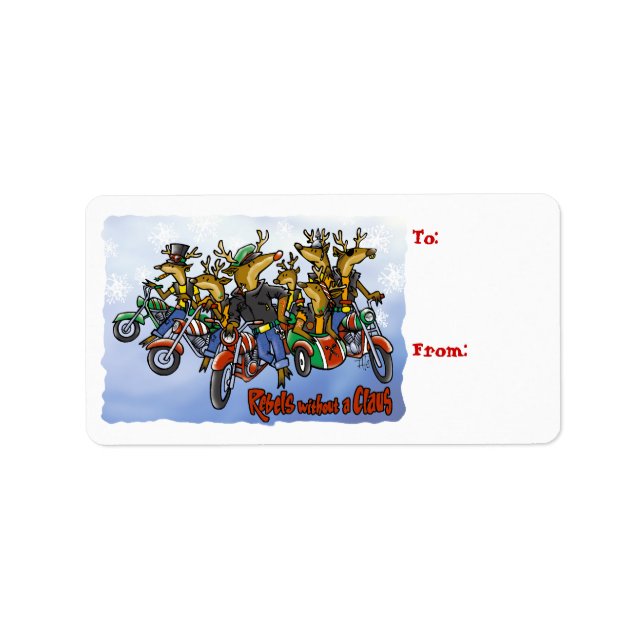 Rebels without a Claus Reindeer Holiday Cartoon Label (Front)