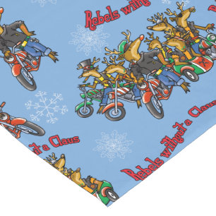 Rebels without a Claus Reindeer Holiday Cartoon Short Table Runner