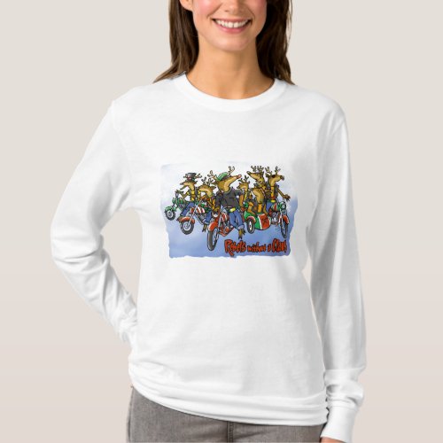 Rebels without a Claus Reindeer Holiday Cartoon T_Shirt