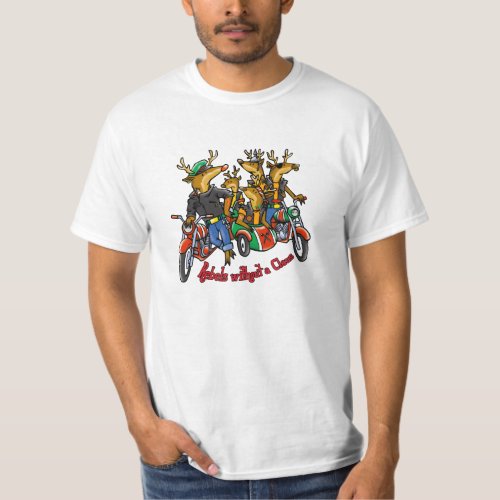 Rebels without a Claus Reindeer Holiday Cartoon T_Shirt