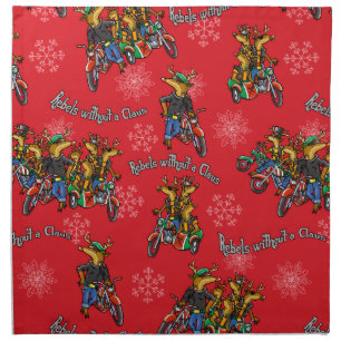 Rebels without a Claus Reindeer Red Holiday Cloth Napkin