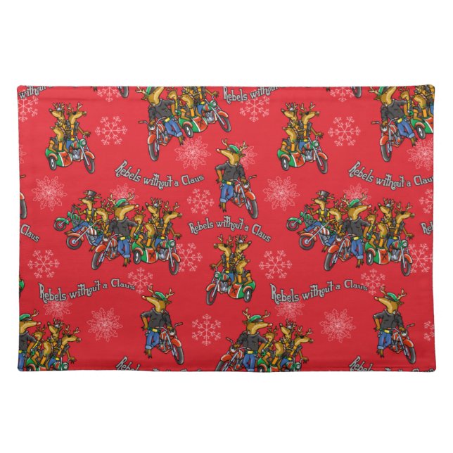 Rebels without a Claus Reindeer Red Holiday Placemat (Front)