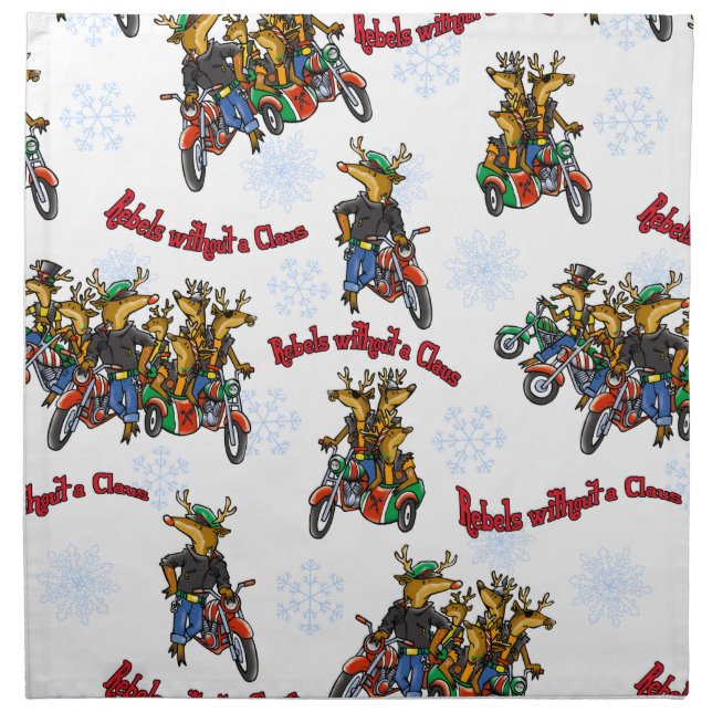 Rebels without a Claus Reindeer Silver Holiday Napkin (Front)