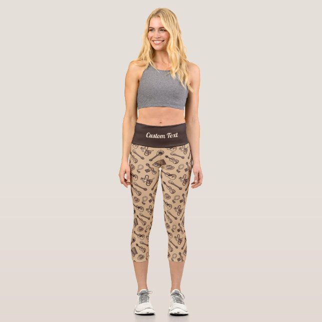 Rebetiko Pattern Capri Leggings (Front)