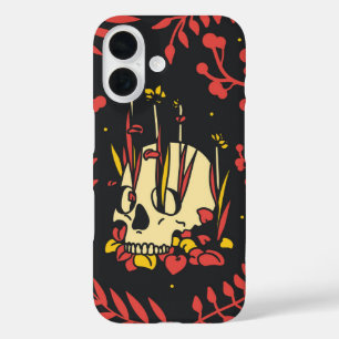 Rebirth Bloom – Skull & Flora Contrast iPhone 16 Case
