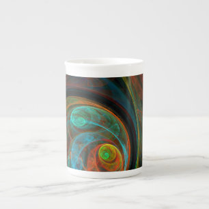 Rebirth Blue Abstract Art Bone China Mug