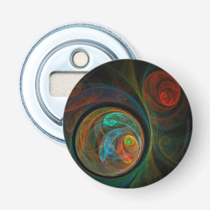 Rebirth Blue Abstract Art Button Bottle Opener