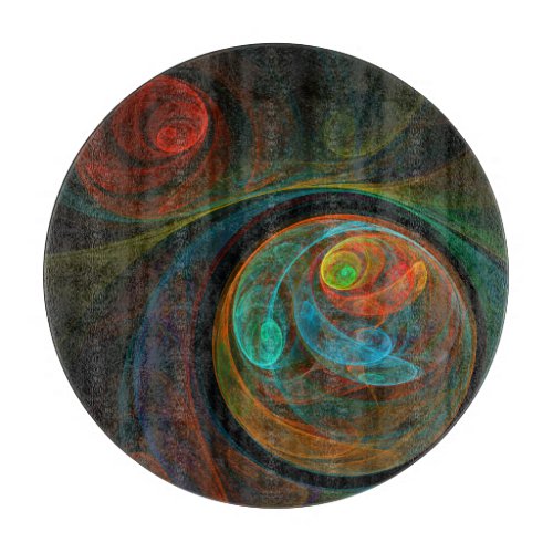 Rebirth Blue Abstract Art Circle Cutting Board