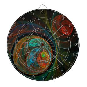Rebirth Blue Abstract Art Dartboard With Darts
