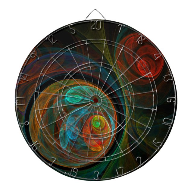 Rebirth Blue Abstract Art Dartboard With Darts (Front)