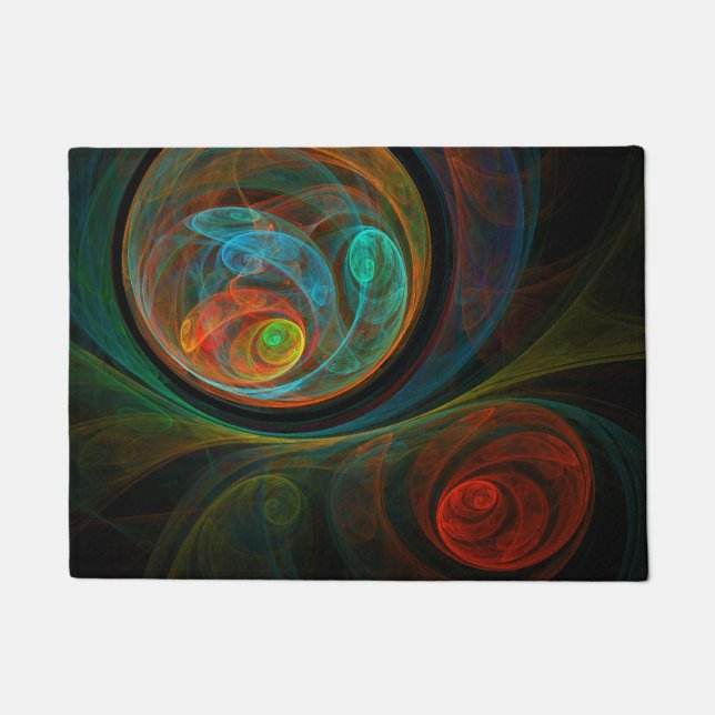 Rebirth Blue Abstract Art Doormat (Front)