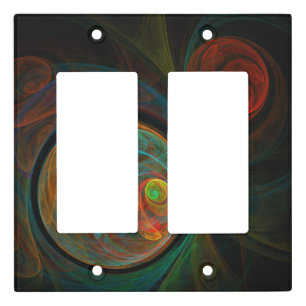 Rebirth Blue Abstract Art Double Rocker Light Switch Cover