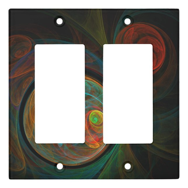 Rebirth Blue Abstract Art Double Rocker Light Switch Cover (Front)