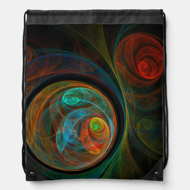 Rebirth Blue Abstract Art Drawstring Bag (Front)