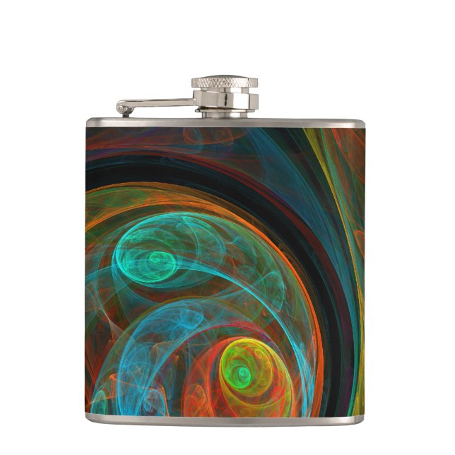 Rebirth Blue Abstract Art Flask (Front)