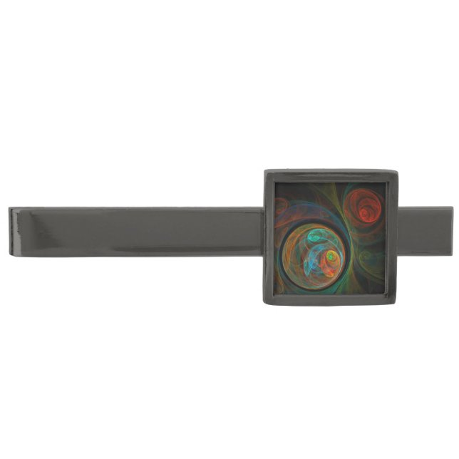 Rebirth Blue Abstract Art Gunmetal Finish Tie Bar (Front)