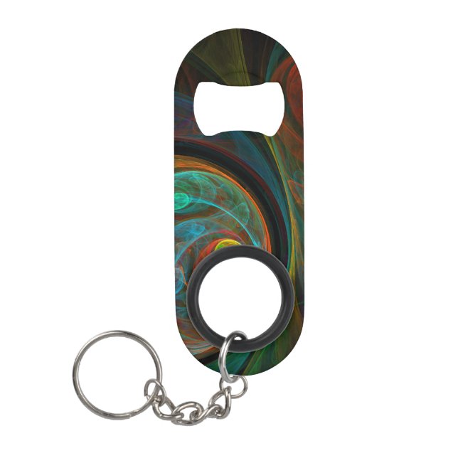 Rebirth Blue Abstract Art Keychain Bottle Opener (Front)