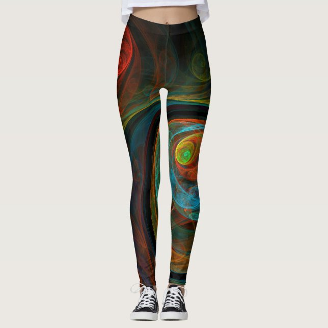 Rebirth Blue Abstract Art Leggings (Front)