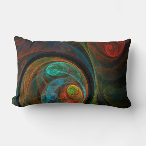 Rebirth Blue Abstract Art Lumbar Pillow