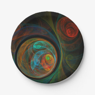 Rebirth Blue Abstract Art Paper Plates