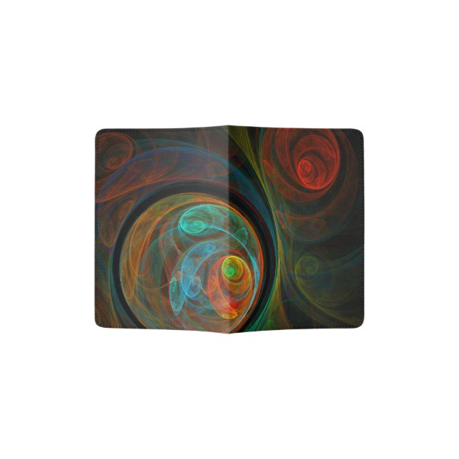 Rebirth Blue Abstract Art Passport Holder (Opened)