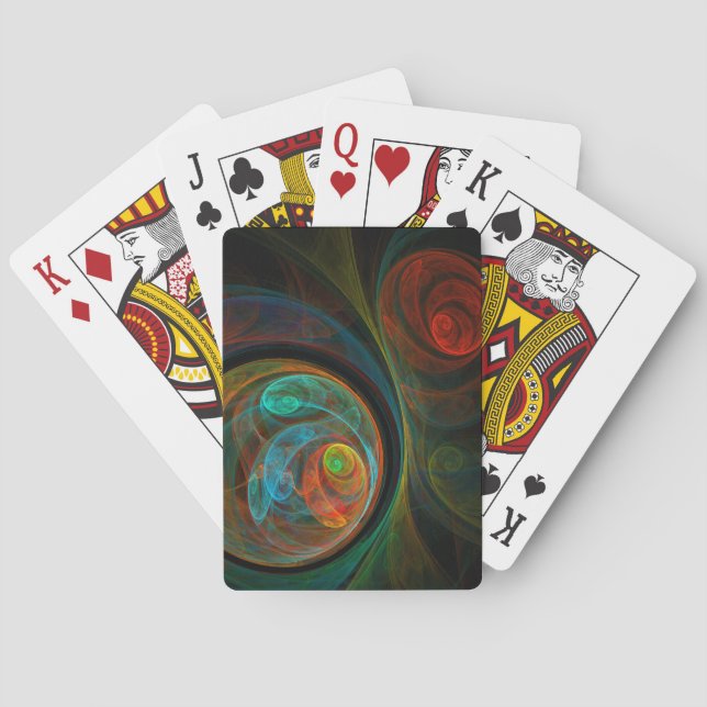 Rebirth Blue Abstract Art Poker Cards (Back)