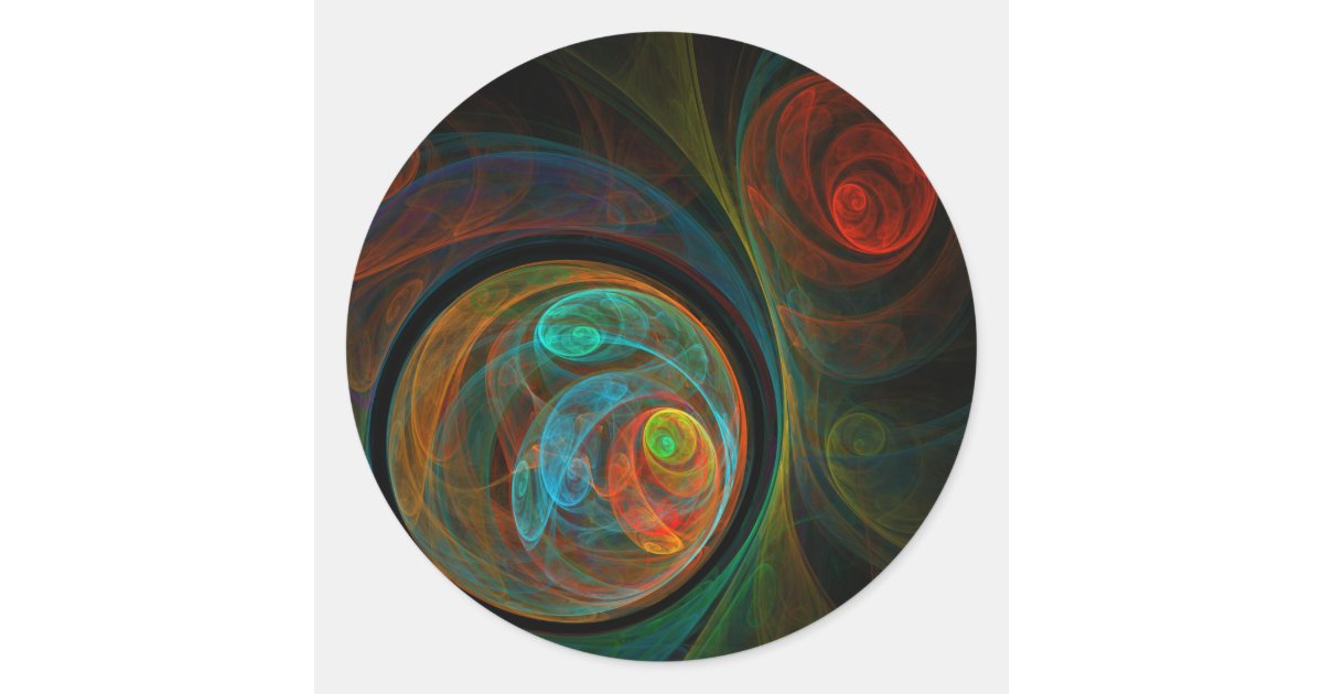 Rebirth Blue Abstract Art Round Sticker | Zazzle