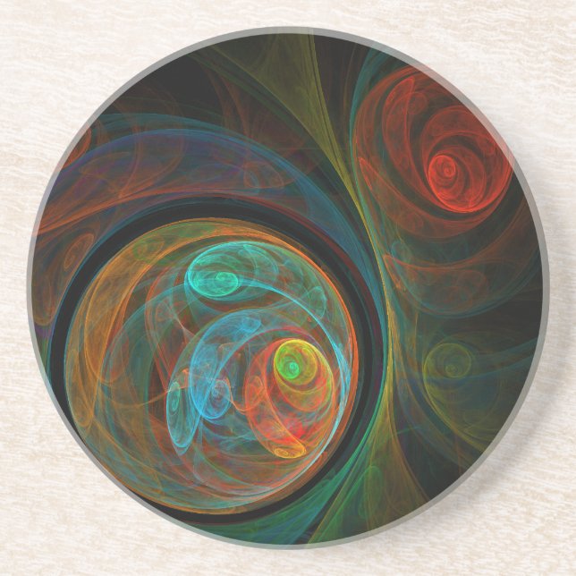 Rebirth Blue Abstract Art Sandstone Coaster (Front)