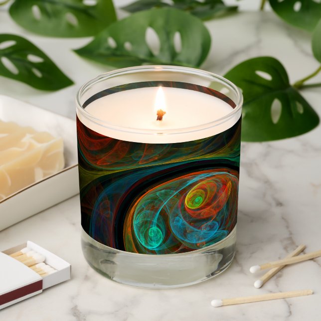 Rebirth Blue Abstract Art Scented Candle (Lit)