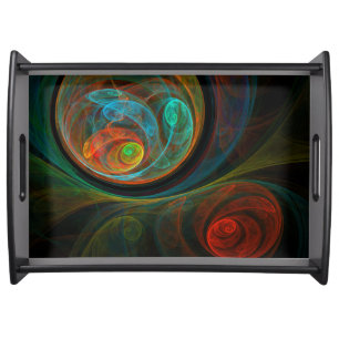 Rebirth Blue Abstract Art Serving Tray